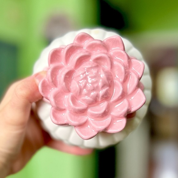 Other - Cute Lotus Floral Ceramic Large Home Candle Decor Accent Display Art